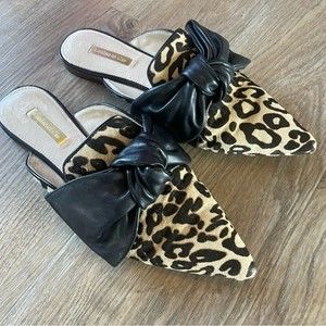 Louise et Cie Calf Hair Animal Print Mules